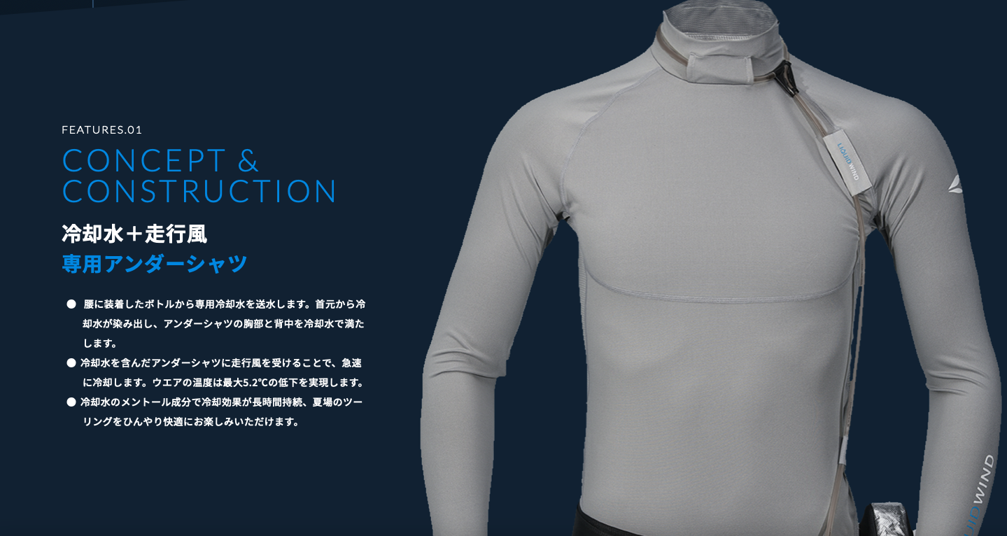 RS Taichi與Gatsby合作開發的LiquidWind降溫涼感衣